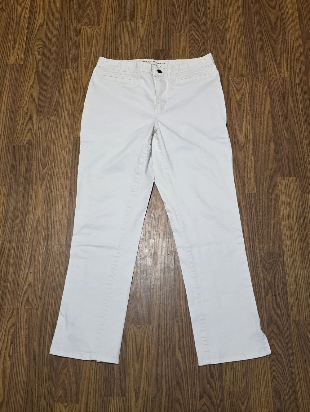 Lauren Ralph Lauren White Straight Leg Jeans Womens 8 Ankle Zip Denim F58